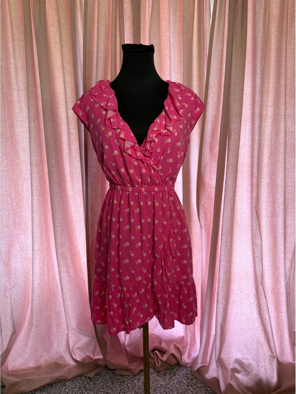 J.Crew Pink Floral Ruffle Dress Size 0